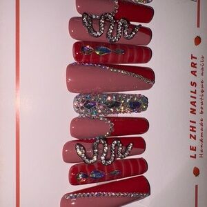 Pink and Red Nail Set